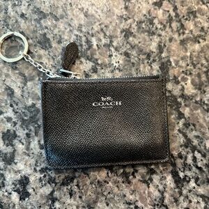 Coach Black Textured Leather Keychain Pouch